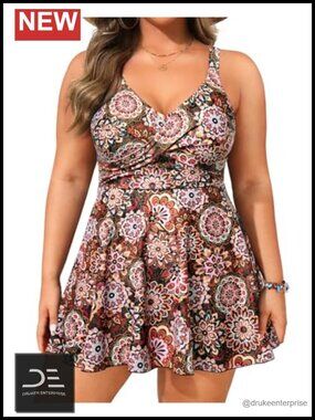 Plus Size Tankini Set with Tummy Control and Shorts